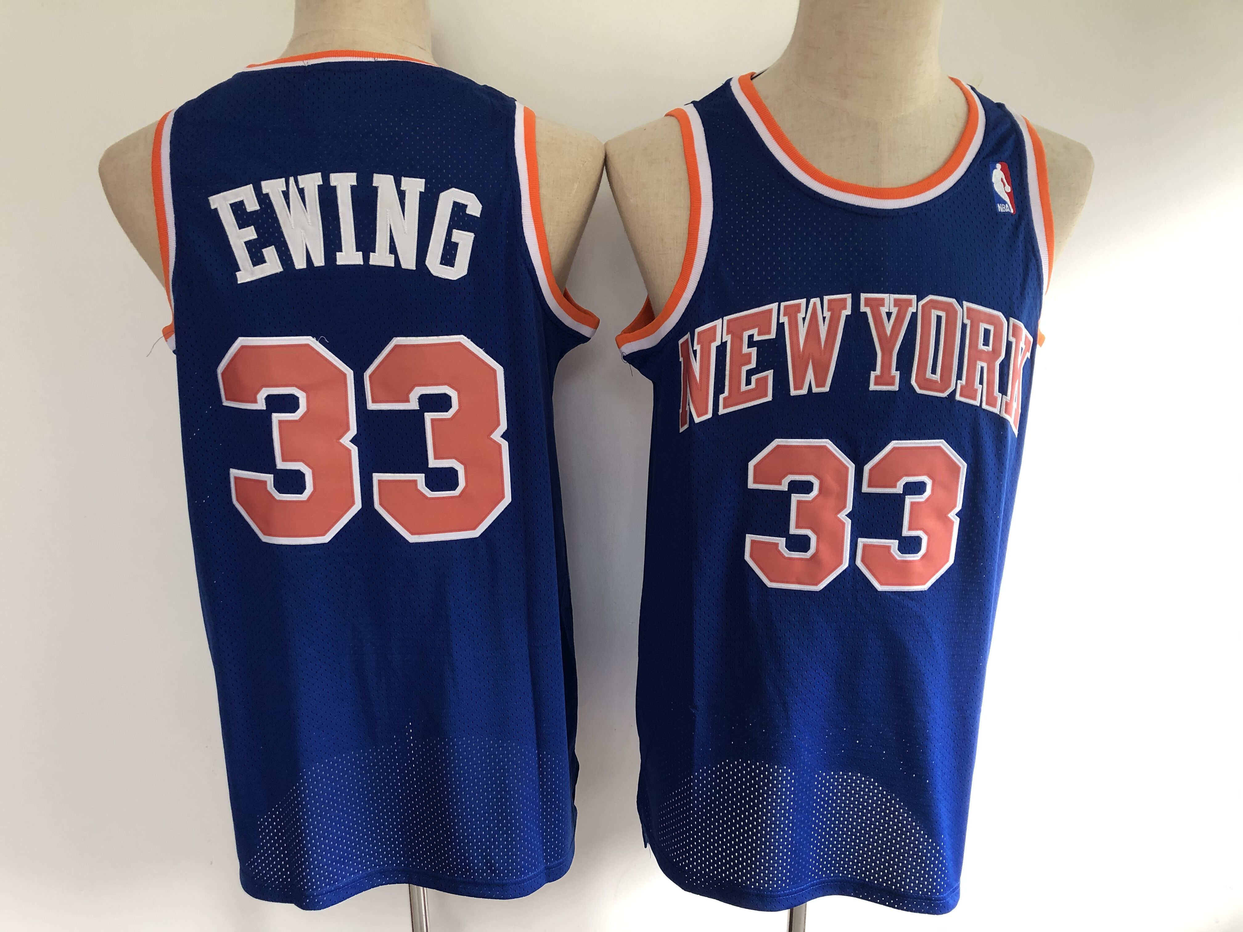 Men New York Knicks #33 Ewing Blue Adidas NBA throwback Jersey